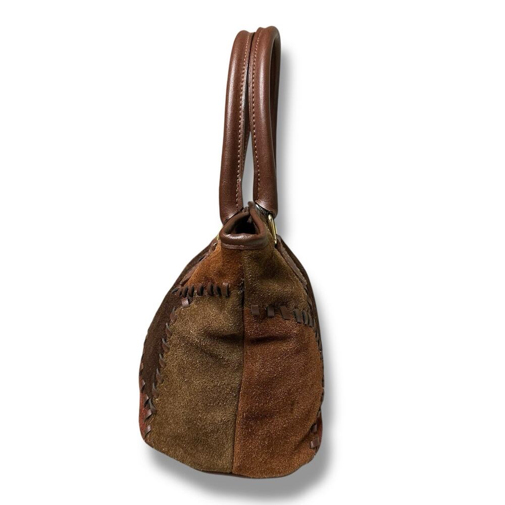 Elegant Patchwork Suede Tote - Brown - image 4